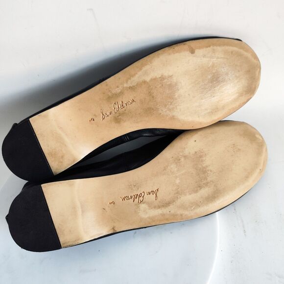 Sam Edelman Ballet Flats Size 8 Leather Black Preppy Minimalist Trendy Bow Zooey - Picture 9 of 10